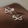 Pendientes de Tuerca Cruzados en Forma de X para Mujer, Modernos y Únicos de Diseño de Nicho Estilo Ins, Pendientes Elegantes al por Mayor