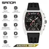 Reloj Sanda con Esfera Grande Multifuncional Deportivo para Estudiantes Tres Tiempos Alarma Reloj Electrónico Impermeable en Forma de Barril para Hombres