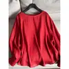 2026 Nuevo Verano Estilo Lino Delgado Jersey Manga Larga Corte Holgado Protección Solar Camisa Pequeña Top para Mujer Venta al por Mayor H21FT053