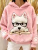 Novo moletom de flanela feminino para o dia a dia com um design fofo de cachorrinho, confortável e casual, perfeito para o outono e inverno