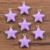 10 cores 17x 19mm Acessórios de resina DIY pingente de rosa totalmente gravado estrela de cinco pontas acessórios para joias