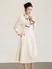 2616301-Vestido de Manga Larga Estilo Francés de Gama Alta Nanyou Otoño Invierno Generoso y Decente Falda con Lazo de Bufanda Nuevo Estilo