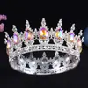 Tiara de Novia de Venta Caliente Transfronteriza Corona Redonda de Cristal Redondo Barroco de Alta Gama Corona de Princesa Cumpleaños Accesorios de Boda Lote