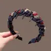 Faixa de cabelo com ondas de pérolas brilhantes estilo francês para mulheres, tiara de coroa alta, acessório de cabelo com dentes, antiderrapante, presilha de cabelo para uso externo, acessório de cabelo
