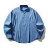 Camisa retro de estilo japonés Rumeng con botones, cuello mao, manga larga para hombre, diseño de otoño, chaqueta camisa de silueta nicho