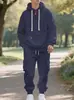 Otoño Invierno Nuevo Estilo Conjunto para Hombre Sudadera con Cremallera en el Vientre Bolsillos Múltiples Pantalones Deportivos Casuales Conjunto Europeo Americano