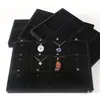 Caja de Joyería Negra de Terciopelo para Guardar Anillos, Collares, Pulseras, Colgantes, Accesorios de Exhibición para Puestos, Bandeja para Joyería
