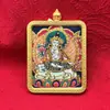 Pingente Thangka Tridimensional de Dupla Face Long Wuye Pintado à Mão Ouro Oito Guardiões Benmingfo Caixa Gawu Cartão Buda para Levar