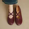 Zapatos Bailarinas Mary Jane de Piel de Cordero con Tacón Bajo de 3 cm para Mujer Primavera y Otoño Nuevos Retro Suela Suave Boca Baja Zapatos de Una Sola Pieza Estilo Británico Zapatos Pequeños de Cuero