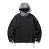 Camiseta Funcional Negra de Flota Personalizada Otoño-Invierno de Felpa Holgada para Exteriores de Manga Larga con Protección Integrada para el Cuello, Secado Rápido, Protección Solar