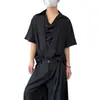 Camisa de manga corta de diseño a medida estilo chino nuevo estilo Yamamoto para hombre, fina de verano, color liso oscuro, top tipo dos piezas falso con cuello