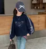 Moletom Redondo para Meninas Primavera e Outono 2025 Novas Roupas com Laço para Crianças Meninas e Mais Velhas Outono Manga Longa Versátil