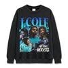 Camiseta de manga corta con estampado de hip-hop retro transfronterizo estadounidense JCole, sudadera con capucha de cuello redondo y manga larga gruesa