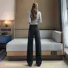 Foto real Jeans de perna reta estilo europeu feminino 2026 Outono/Inverno novo cintura alta modelagem slim perna solta perna estreita calça cigarrete perna larga