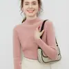 Suéter de Lã Slim com Gola Alta Meia-Boca, Sem Costura, Linha Única, Pronto para Vestir, para Mulheres, Outono e Inverno, Suéter Interno Justo para Mulheres, Camisa de Base de Lã