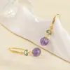 Brincos de Gancho de Prata Yuebao Jewelry Amethyst S925 Banhado a Ouro Cristal Amarelo Torre Ruyi Novo Estilo Chinês Em Estoque