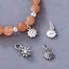 Pingente Sol Tótém Puro Prata S925 Sólido Personalizado Olho Grego Corda Trançada de Miçangas DIY Manual Acessório de Prata