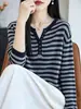 Suéter fino de lana para mujer, elegante diseño semiabierto, estilo vintage de múltiples botones, cuello de tijera, efecto adelgazante, adecuado para el trabajo, y un elegante top de punto