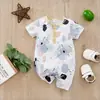 Roupas de Verão para Bebê de Manga Curta Macacão Estampado de Desenho Animado para Meninos e Meninas Roupas Finas de Bebê para Engatinhar Roupa para Recém-nascido Comércio Exterior