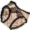 Bragas de satén con encaje de pestañas para mujer, de talla grande, con cintura elástica alta, cómodas y sexis, de malla pura.