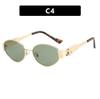 Gafas de Sol de Alta Gama para Mujer con Montura Dorada para Tomar Fotos, Protección Solar, Gafas de Sol de Metal, Montura Redonda, Montura Pequeña, Modernas y Retro