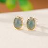 Um Veado Prata S925 Prata Esterlina Jade Banhado a Ouro Moda Simples Elegante Brincos de Rosto de Ovo High-end All-match Brincos de Personalidade