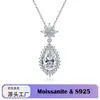Collar de plata S925 con colgante de moissanita en forma de gota de agua y pera para mujer, cadena para la clavícula con colgante resistente incrustado de estrella y cabeza de flor, directo de fábrica