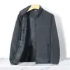 Chaqueta de Lana de Cordero Gruesa de Invierno con Felpa y Terciopelo Adicional Ropa de Abrigo para Hombre Cuello Alto Top para Personas de Mediana Edad Casual de Negocios Personas de Mediana Edad y Mayores