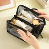 Bolsa de cosméticos de malha de grande capacidade, bolsa transparente simples para artigos de higiene pessoal, bolsa de cosméticos, bolsa de viagem para artigos de higiene pessoal