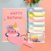 Bolsa de Papel Tenedor Ondulado Plato de Papel Rectangular Vajilla para Pasteles Set Desechable Pastel de Cumpleaños Cuchillo y Tenedor Engrosados Combinación de Platos