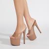 Tacones Altos Stiletto Sexy Socialité Banquete Zapatos de Mujer 2025 Verano Nuevos Impermeables Plataforma Boca de Pez Verano Chanclas de Tacón Alto