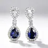 Versáteis novos brincos de gota azul royal da Cao Shi para noivas e eventos noturnos femininos, acessórios simples e elegantes europeus e americanos