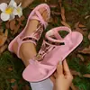 Nuevas sandalias casuales de estilo bohemio para mujer, puntera redonda, transpirables, talla grande, zapatos planos versátiles de moda para verano