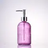 Botella de Lavado de Manos de Rayas Verticales de Alta Calidad, Vidrio Espeso, Botella Dispensadora Multifuncional para Loción y Gel de Ducha, Botella de Vidrio Resistente a la Humedad y al Calor