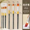 Conjunto de pincéis de pena com franja de ponta chata para pintura transfronteiriça, cerdas de nylon, adequado para aquarela e pintura a óleo, aplicação espessa, distribuição uniforme da cor, disponível em tamanhos grande, médio e pequeno