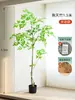 Decoração de planta verde artificial, nandina simulada para interior, planta grande de luxo leve em vaso para o lado do sofá da sala de estar, árvore biônica avançada