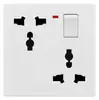 Tomada de parede embutida Tipo 86 com múltiplos furos (seis) porta de energia 16a deslocada painel de interruptores branco elegante doméstico atacado