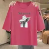 Camiseta de manga tres cuartos para comercio exterior transfronterizo, camiseta casual estampada de corte holgado para mujeres de mediana edad y mayores