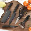 Cuchillo de Cocina de Acero Inoxidable Hoja Negra Set de Cuchillos de Regalo Cuchillo para Rebanar del Hogar Cuchillo para Frutas de Cocina Cuchillo de Chef Multifuncional
