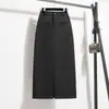 Saia Midi Preta com Fenda Plus Size Feminina Primavera/Verão 2024 Nova Saia Curta Justa Linha A Plus Size Saia Midi