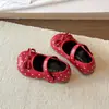 Zapatos de Cuero para Niñas 2026 Verano Nuevos Franceses Lunares Lazo Zapatos Mary Jane Estilo Ballet Zapatos Bajos de Princesa