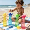 Copo de Plástico Colorido Transparente Descartável Popular para Suco, Bebidas, Chá de Leite com Tampa e Canudo Infantil, Copo Colorido Transparente com Desenho de Animal Diamante
