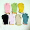 Guantes de punto de lana con dedos expuestos de invierno de Corea del Sur Ins Jelly Bean para mujer, de color sólido, con pantalla táctil, cálidos y resistentes al viento, para ciclismo