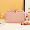 Bolsa Cosmética de PU de Gran Capacidad y Alta Calidad con Textura de Bambú, Bolsa Portátil para Almacenamiento de Cosméticos, Bolsa Impermeable para Artículos de Aseo