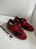 Zapatillas de entrenamiento alemanas de diseño en piel suave, zapatillas Cortez, estilo deportivo casual de gamuza, versión de otoño para mujer, suela plana, cierre de velcro, bloques de color, punta redonda