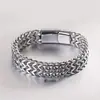 Pulsera de Acero Inoxidable, Cadena de Mezclilla que No se Desvanece, Pulsera con Hebilla Magnética, Marca de Moda Transfronteriza, Cadena Doble Cubana para Pareja