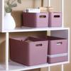 Caja de almacenamiento multifuncional de estilo japonés, cesta para ropa del hogar con tapa, para escritorio, artículos diversos, aperitivos y juguetes.