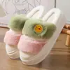 Pantuflas de Felpa con Bloques de Color de Dibujos Animados para Mujer, Invierno Interior Hogar Antideslizantes Suela Gruesa Cálidas de Algodón, Zapatos de Hogar para Pareja