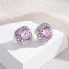 Pendientes Populares de Zirconia Transfronterizos, Zirconia Redonda Grande para Mujer, Sencillos y de Moda, Pendientes Versátiles de Gama Alta para el Día a Día, Tendencia, Venta al por Mayor