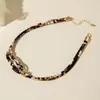 Collar de Cuerda de Cuero con Estampado de Leopardo de Diseño de Nicho Transfronterizo Europeo y Americano Cadena para Clavícula con Colgante Exagerado Retro de Alta Gama Joyería